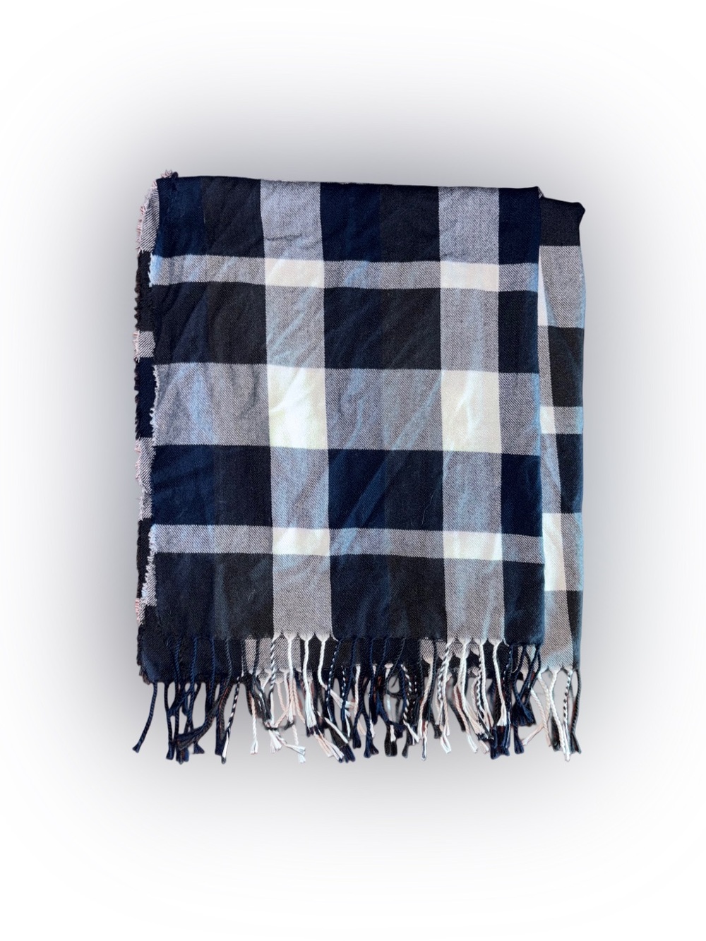 Navy & White Plaid Scarf
